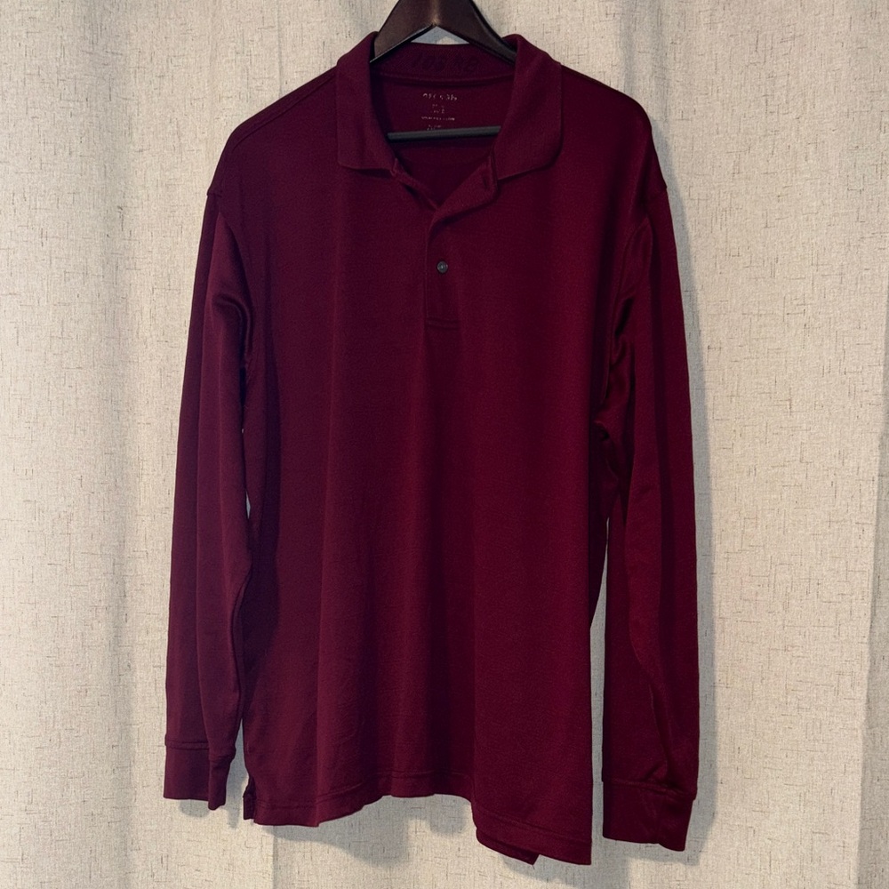 George Merlot Wine Burgundy Long Sleeve Polo